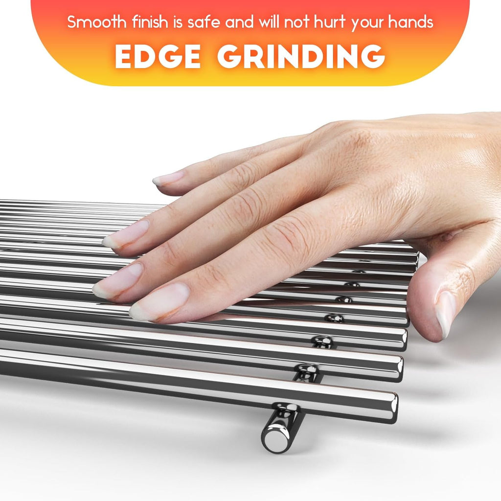 19.5" Solid Stainless Steel Cooking Grill Grates Replacement for Weber Genesis E and S Series 300 E310 E320 S310 S320 Gas Grills, Cooking Grate Grid for Weber 7524 7528, Set of 2