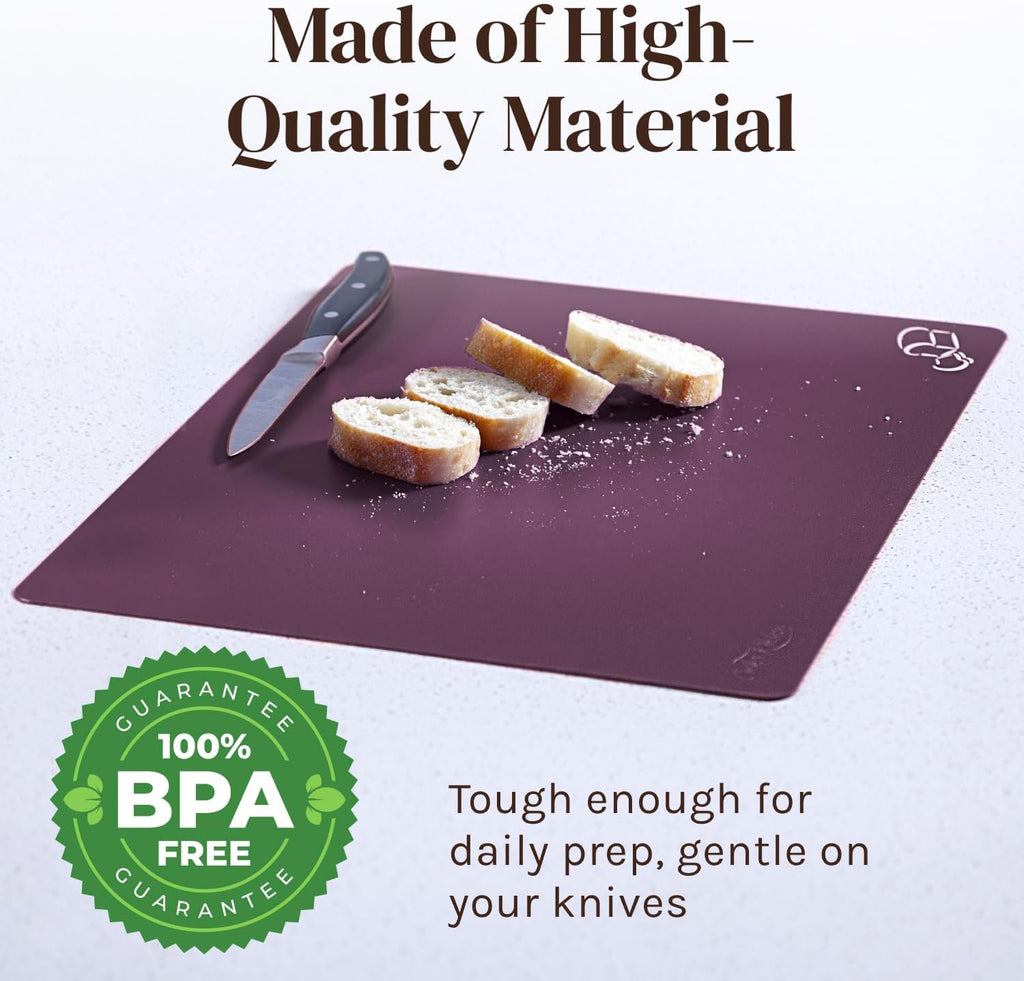 Extra Thick Pastel Flexible Plastic Cutting Board Mats with Food Icons & EZ-Grip Waffle Back, (Set of 6) Dishwasher Safe. Cutting Boards For Kitchen, Cutting Mat, Plastic Cutting Boards