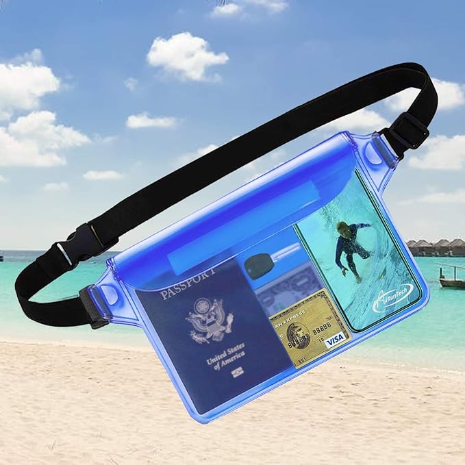 AiRunTech Waterproof Crossbody Belt Bag for Women Men,River Lake Canoe Essential Accessories Must Haves,Waterproof Pouch for Phone Passport Wallet Purse with Waist Strap