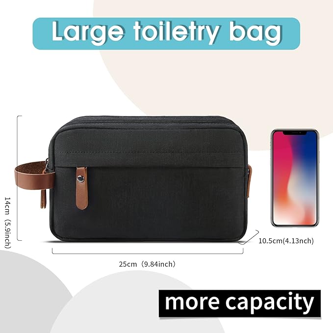 Lubardy Toiletry Bag Oxford Cloth Toiletry Bag for men and women Portable Travel Shaving Dopp Kit Water-Resistant Cosmetic Bag Travel Organizer Storage for Accessories, Black