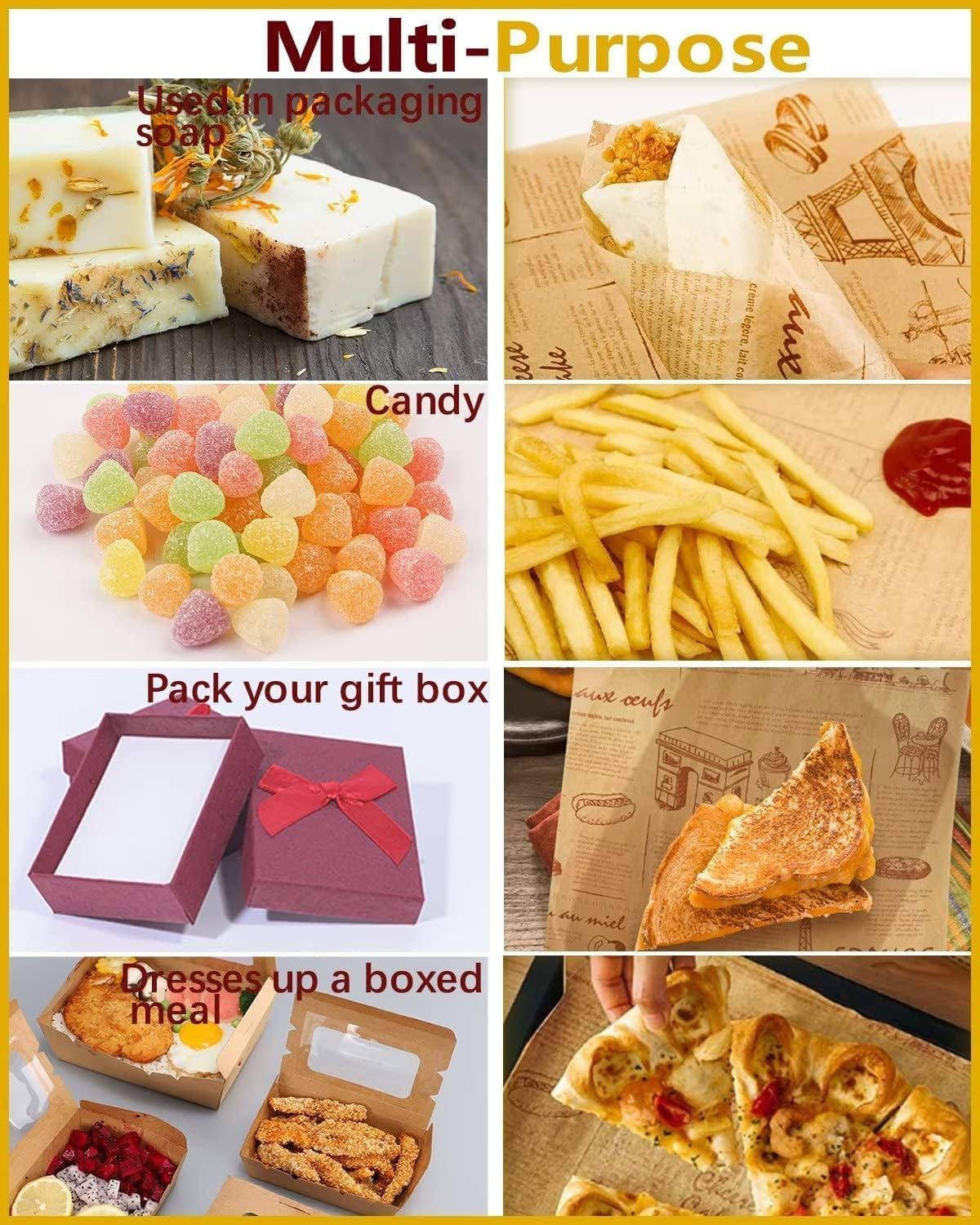 Katbite 130Pcs 10 Inch Sandwich Wrapping Paper, Heavy duty Deli Paper, Greaseproof & Non-stick Parchment Paper, Pre-cut Unbleached Parchment Paper is Perfect for Wrap Bread, Burger and Sandwich