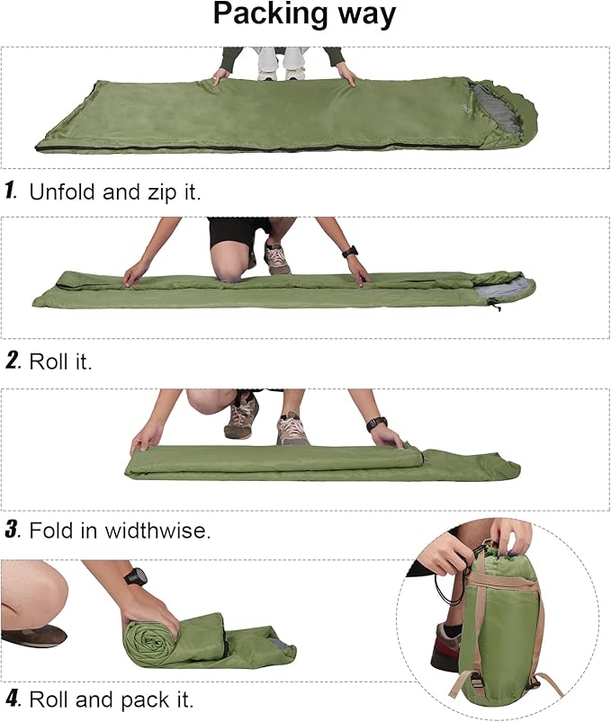 REDCAMP Ultra Lightweight Sleeping Bag for Backpacking, Comfort for Adults Warm Weather, with Compression Sack