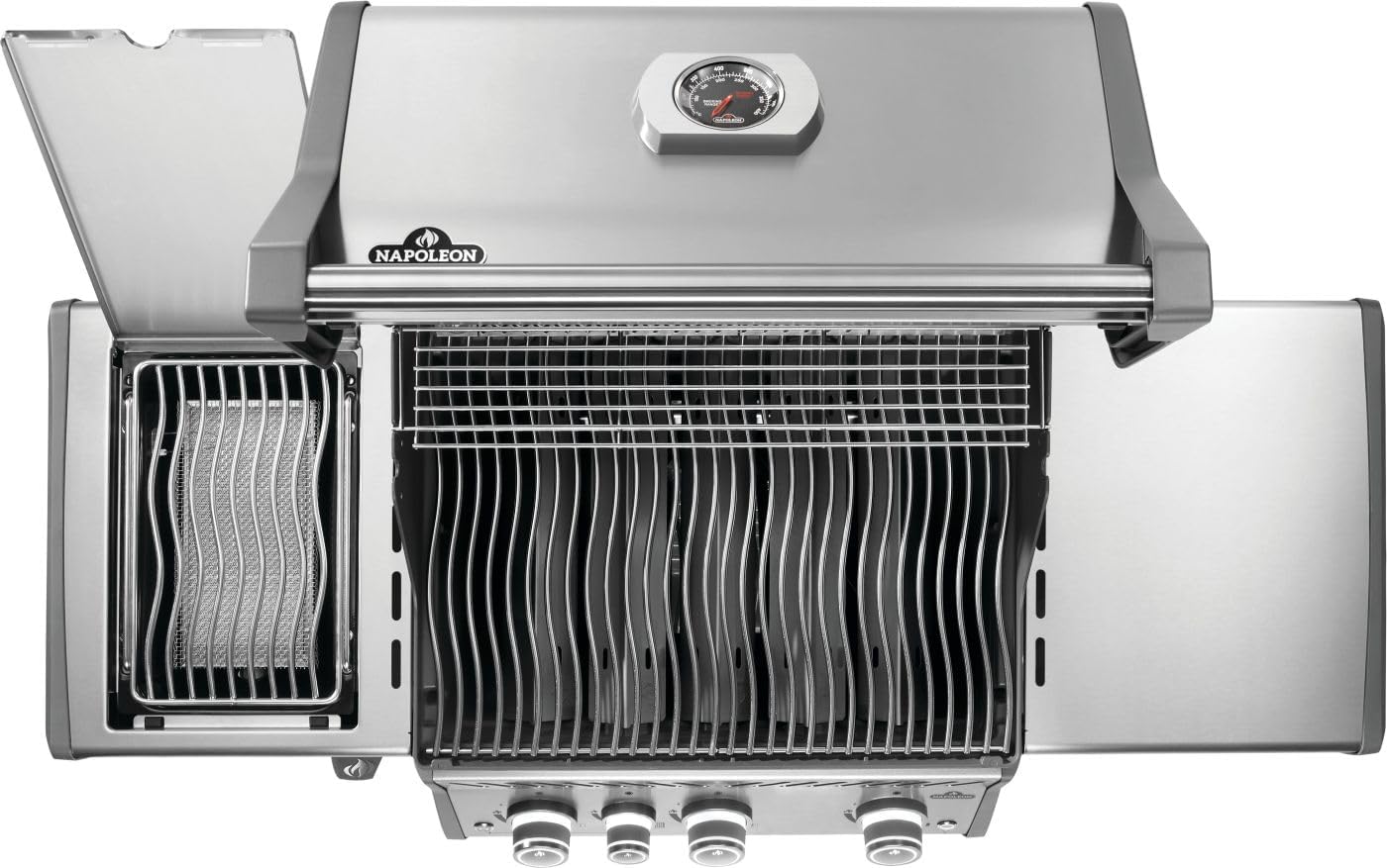 Napoleon Rogue PRO 425 Natural Gas Grill with Infrared Side Burner, Stainless Steel, Durable 4-Burner Gas BBQ