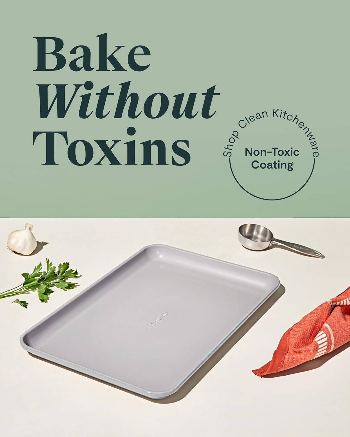 Caraway Non-Stick Ceramic Medium Baking Sheet - Naturally Slick Ceramic Coating - Non-Toxic, PTFE & PFOA Free - Perfect for Baking, Roasting, and More - Medium (15" x 10") - Gray