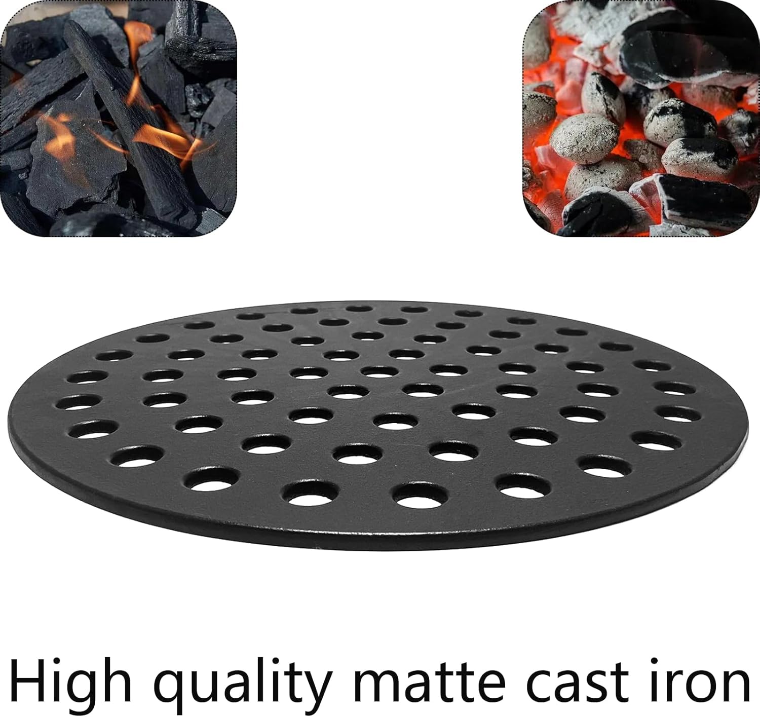 7441 Round 17" Cast Iron Fire Grate, Charcoal Grates Bottom Plate Replacement Parts for Weber 22" Kettle, One-Touch, Master Touch, Bar-B-Kettle, Performer，Big Green Egg XL Charcoal Grill