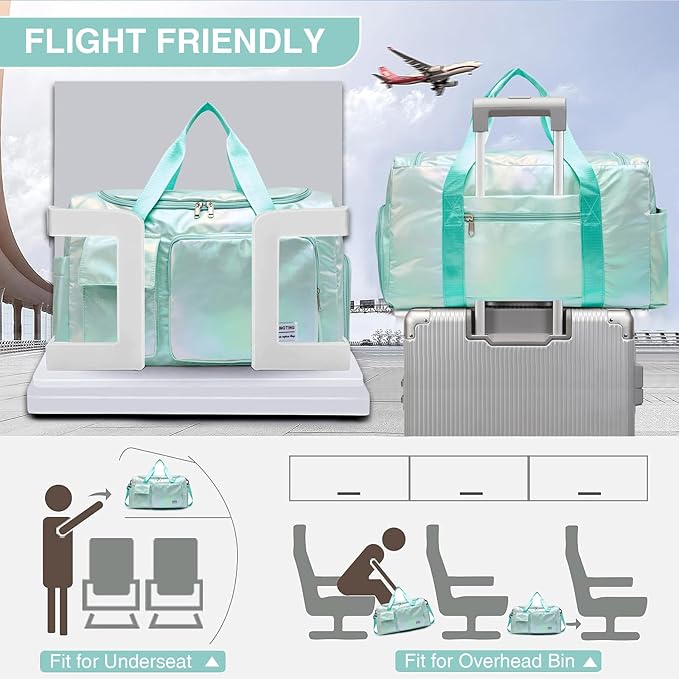 Small Gym Bag for Women, Travel Duffle Bag Carry On Weekender Bag with Shoe Compartment