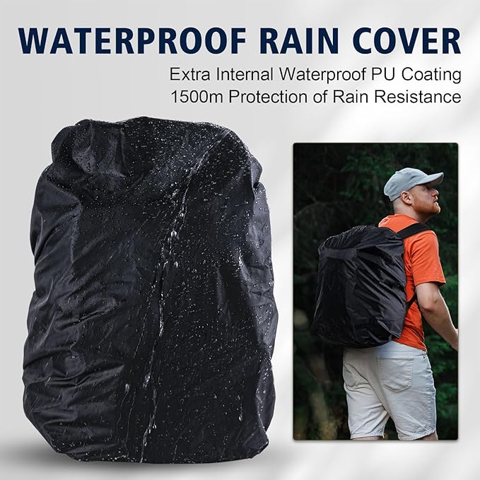 Goture IPX EVA Bottom Fishing Tackle Bag with Rod Holder, Waterproof 600D Fishing Backpack with 8 Lure Pockets & Rain Cover