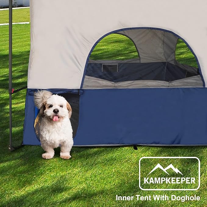 KAMPKEEPER Camping Cube, Converts 10'x10' Straight Leg Canopy into Inner Pop Up Tent, with 1 Dog Hole–Fully Vented Roof(Canopy & Frame NOT Included), Navy Blue