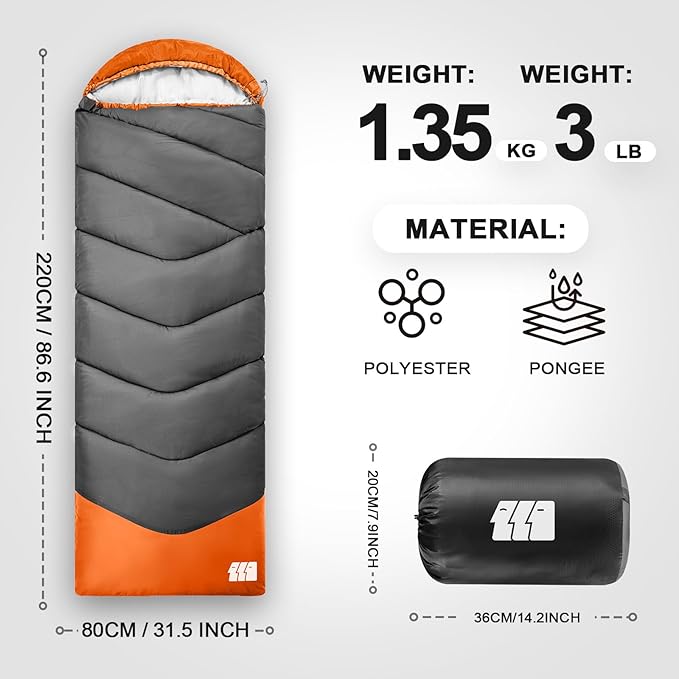 Sleeping Bags for Adults Cold Weather,Portable, Waterproof,Lightweight Sleeping Bag for Tall Girls Boys with Compression Sack for Warm Camping, Hiking, Outdoor & Indoor
