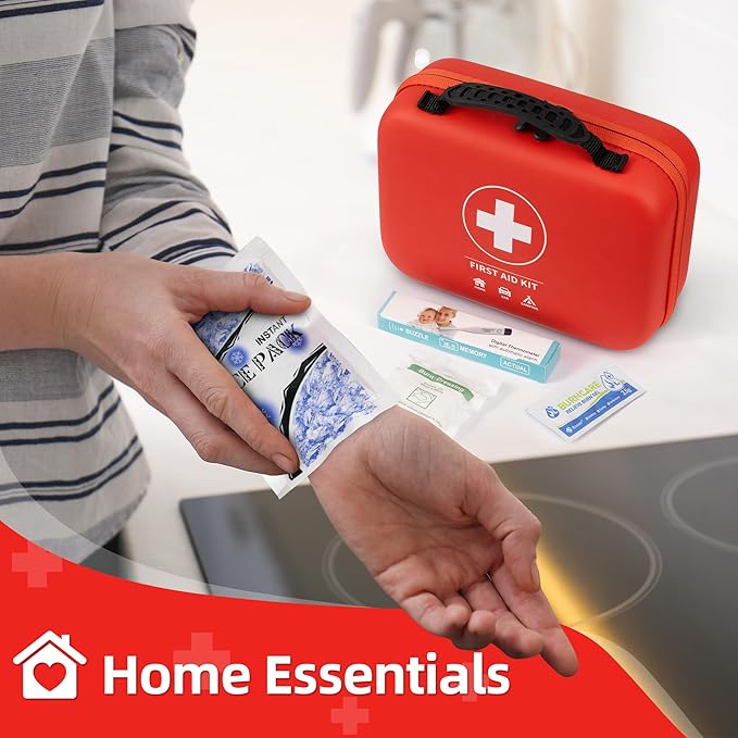 300pcs Professional First Aid Kit, Travel Trauma Emergency Kit with Basic First Aid Supplies and Survival Kit, Portable EVA Medical Kit for Backpacking, Home, Car, Climbing, Camping