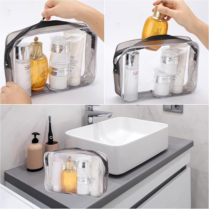 Tbestmax 10 Pack Clear Cosmetic Bags Makeup Bags Portable Waterproof TSA Approved Travel Toiletry Bags Organizer