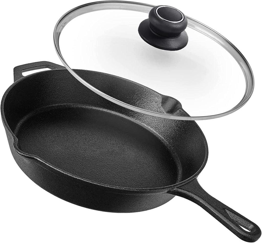 10 Inch Pan Lid Replacement Glass Lid for Pans, Pots, Skillets and Cast Iron, Clear, 1 Set