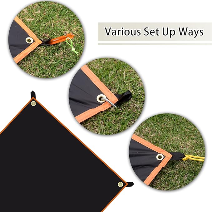 GEERTOP Ultralight Tent Footprint Waterproof Black Tent Tarp Ground Sheet Mat for Under Tent, Camping, Backpacking, Hiking, Picnic
