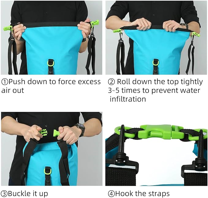 ROCK CLOUD Dry Bag Waterproof 10L Dry Sack for Kayaking Rafting Boating Beach Surfing Swimming Canoe Camping Hiking Fishing Ski