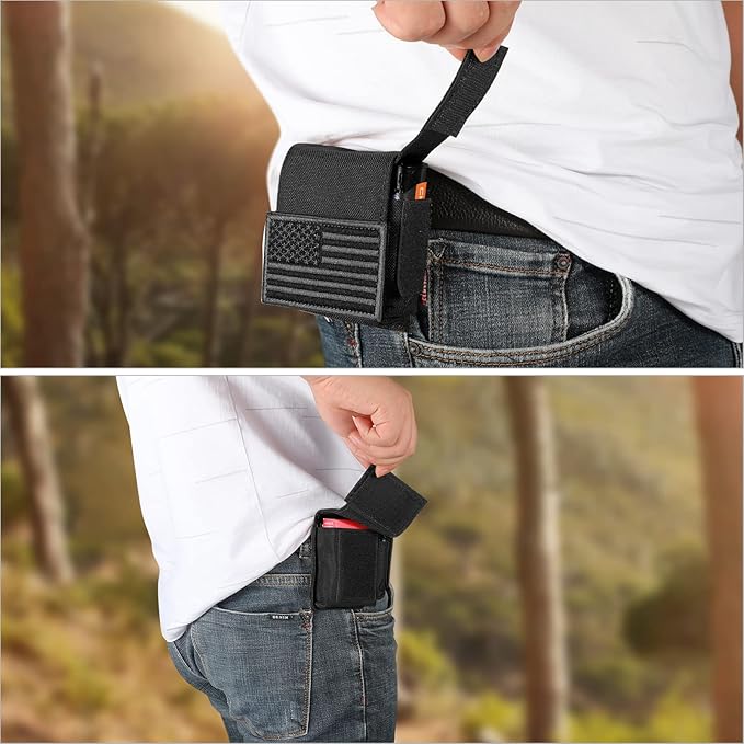 2 Pack Tactical Pouches, Molle EDC Compact Pouch Small Utility Pouch Accessories Battery Cigarette Case Card Holder Lighter Slot Mini Cigar Belt Waist Pack