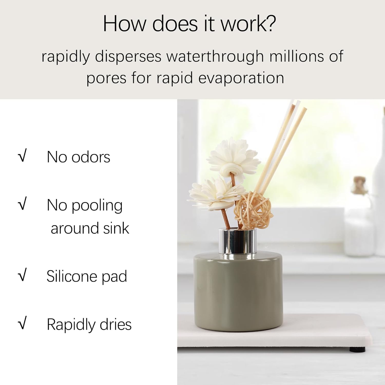 2 Pcs Water Absorbing Stone Trays, Kitchen/Bathroom Sink Soap Dish, Diatomite Tray Used for Hand Soap & Cosmetic Bottles in The Modern Home, 4" W x 8.3" L, White