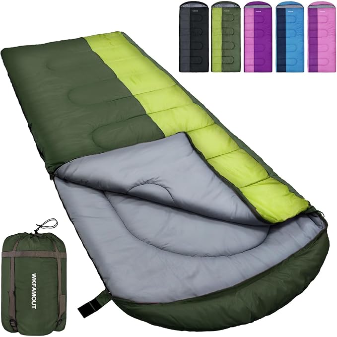 XL 10 Degree Sleeping Bags Waterproof for Adults 350GSM Machine Washable with Compression Sack for 3-4 Season Camping Outdoor