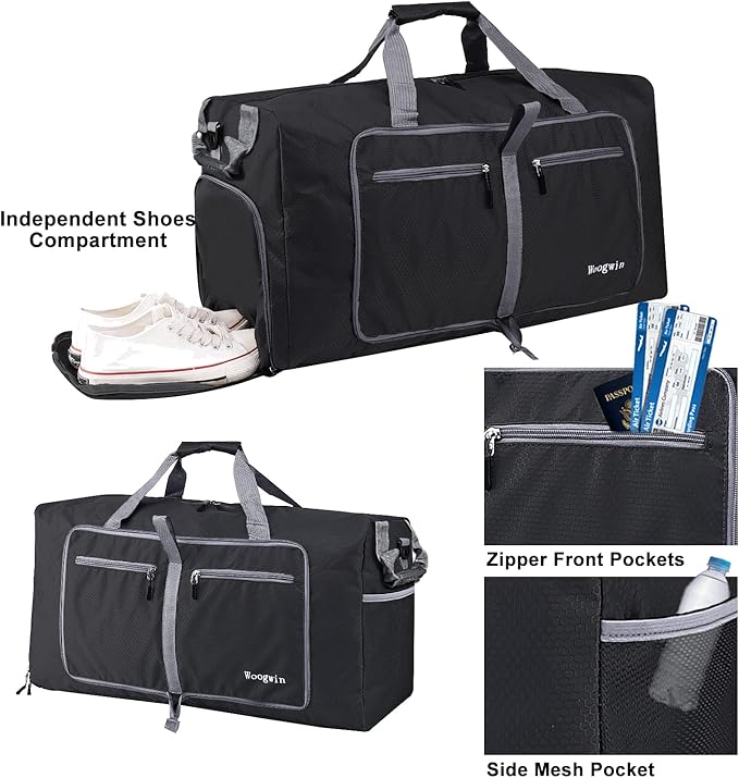Woogwin Travel Duffel Bag Large Foldable Waterproof Overnight Bag for Beach Swim Bags Pool Sports Gym
