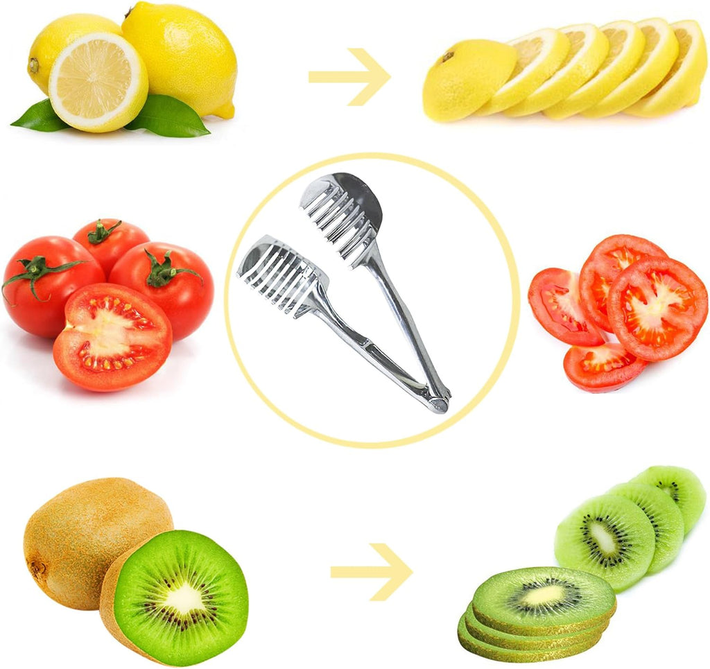 Lemon Slicer Tomato Cutter Multipurpose Round Fruit Cutter Holder for Orange Onion Egg Handhold Stainless Steel Kitchen Tools Household Kitchen Utensil