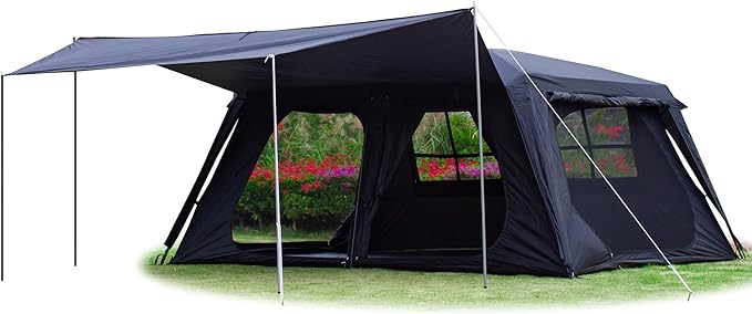 KTT Extra Large Tent 10-12-14 Person(B),Family Cabin Tents,2 Rooms,3 Doors and 3 Windows with Mesh,Straight Wall,Waterproof,Double Layer,Big Tent for Outdoor,Picnic,Camping,Family Gathering