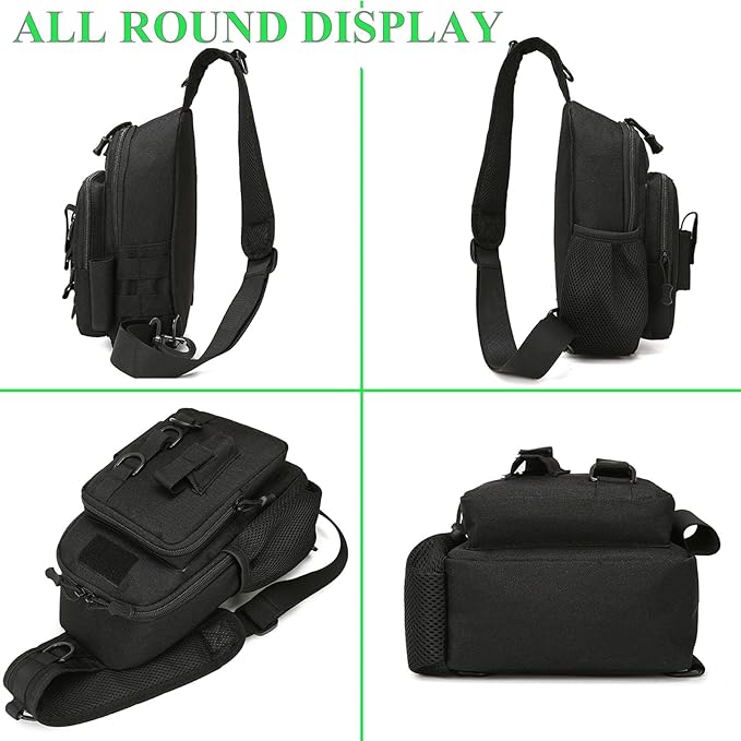 Fishing Sling Bag - Small Fishing Tackle Storage Bags with Rod Holder(Green)