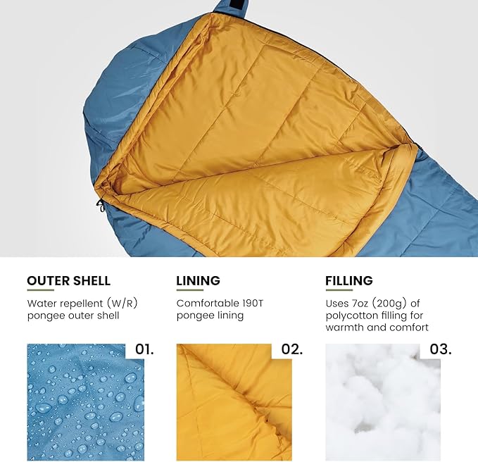 OneTigris Bushcrafter’s Sleeping Bags, Mummy Sleeping Bag for Camping Hiking Backpacking, Survival Gear