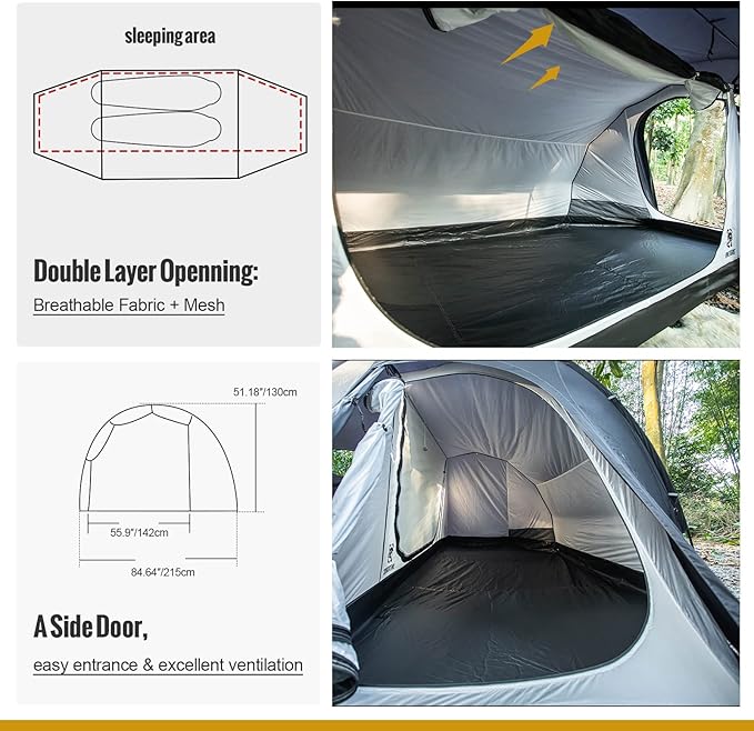 OneTigris COMETA Camping Tent, Detachable Inner Mesh Tent & Portable Carry Bag Included, Easy Setup, Waterproof Windproof Tunnel Tent for Outdoors Camping Canoeing Beach Travel Picnic