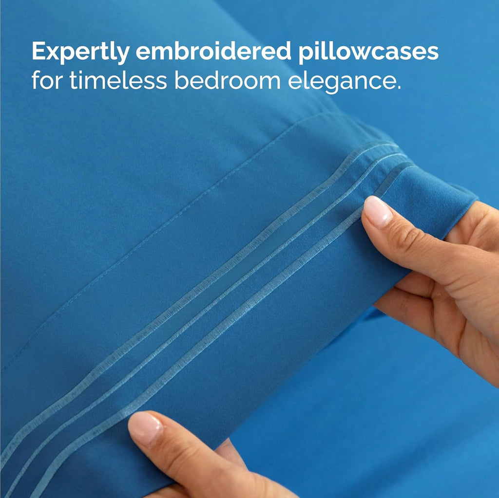 Twin Size 3 Piece Sheet Set - Comfy Breathable & Cooling Bed Sheets Set - Hotel Luxury Bedding for Women, Men, Kids, Teens, Boys & Girls - Deep Pockets, Soft and Wrinkle Free - Oeko-Tex - Denim Blue