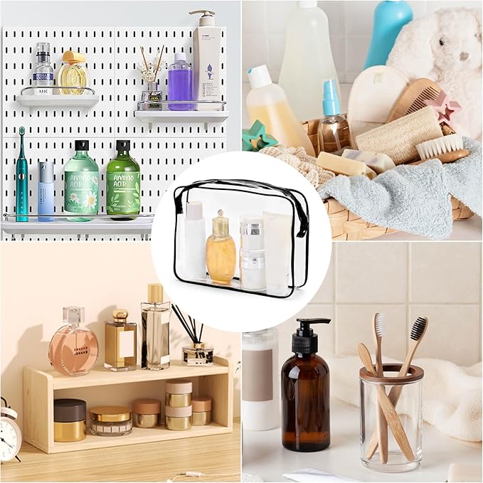 Tbestmax 10 Pack Clear Cosmetic Bags Makeup Bags Portable Waterproof TSA Approved Travel Toiletry Bags Organizer