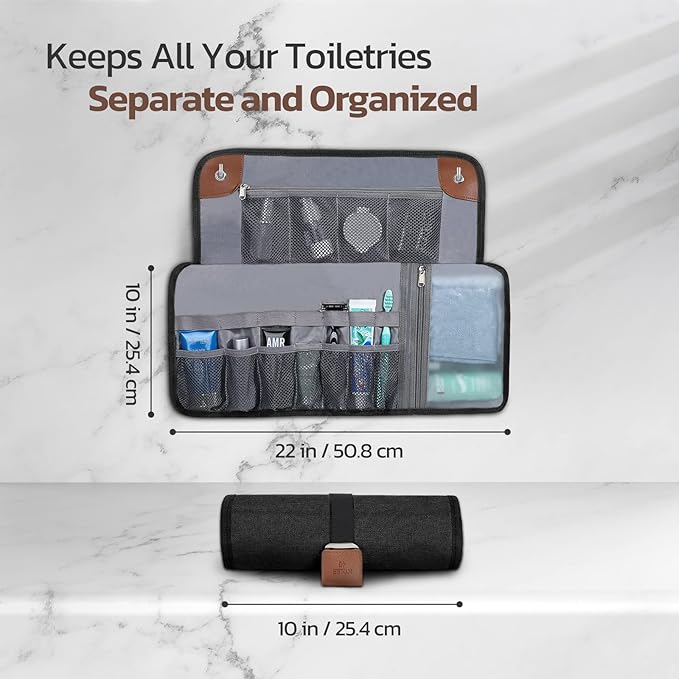Toiletry Bag for Men, Travel Essentials Travel Toiletry Bag, Water-Resistant Compact Bathroom Roll Organizer for Hygiene, Shaving kit, Gifts for men