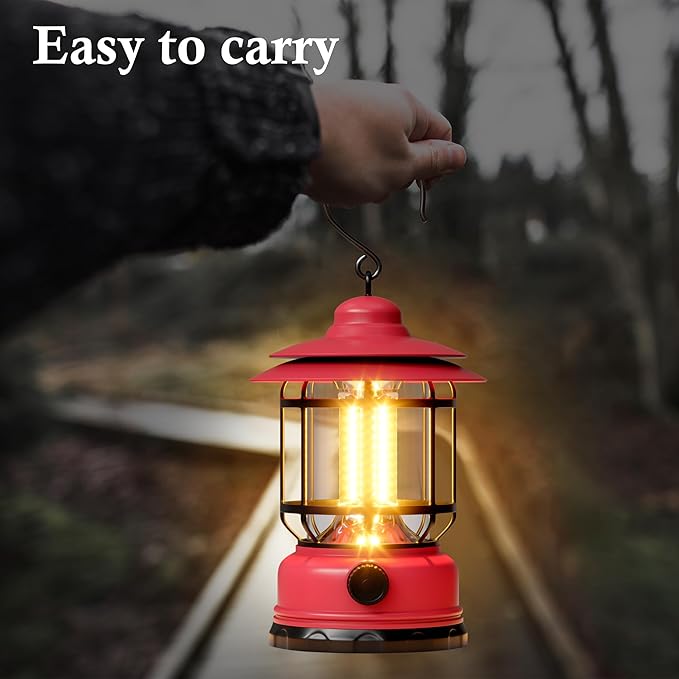 3 Pack Battery Powered LED Camping Lanterns, Red Battery Waterproof Camping Tent Lights with Stepless Dimming, Portable Outdoor Lamp for Camping, Hurricane, Garden, Yard, Hiking, Power Outage