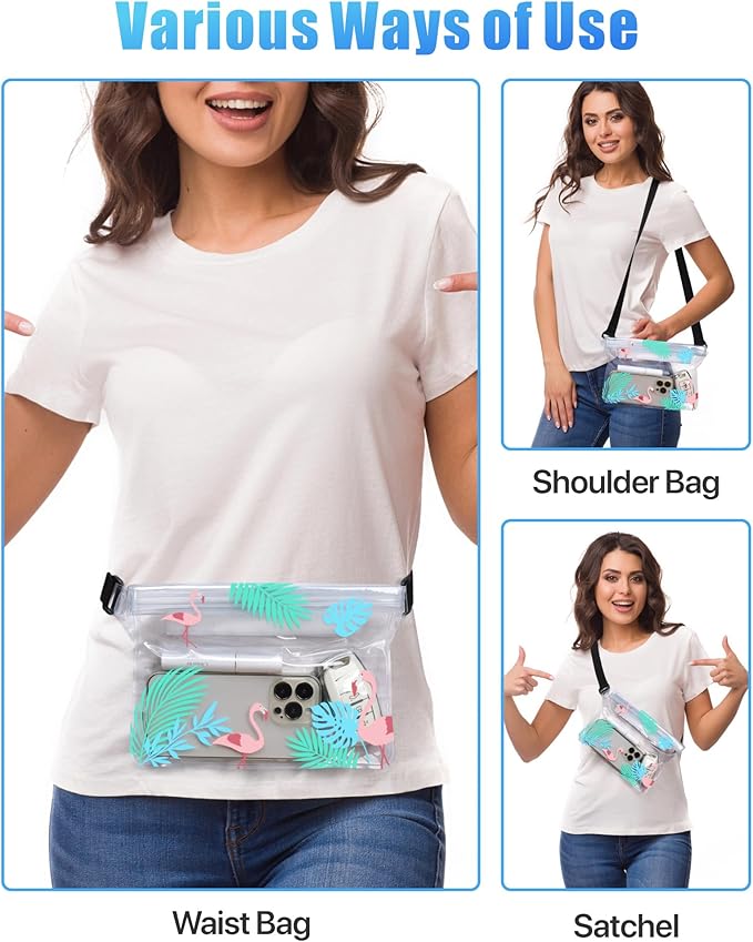 F-color Waterproof Fanny Pack - Waterproof Phone Pouch with Waist Strap - Cruise Essentials 2025 Must Haves Waterproof Pouch Dry Bag Keep Phone Valuables Safe for Beach Kayaking Boating Fishing