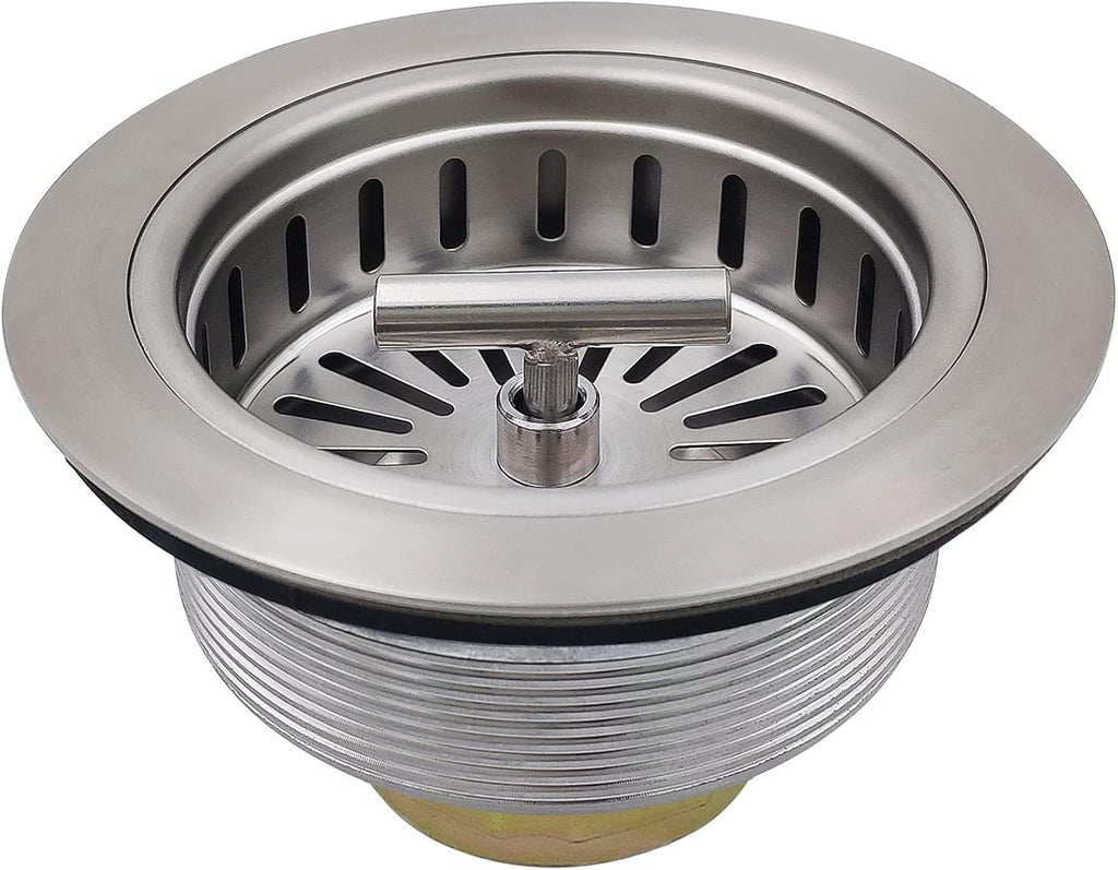 3-1/2 Inch Brushed Nickel Sink Strainers for Kitchen Sink, Stainless Steel Kitchen Sink Drain Strainer Assembly with Strainer Basket And Drain Stopper, US Standard Kitchen Sink Drain Replacement