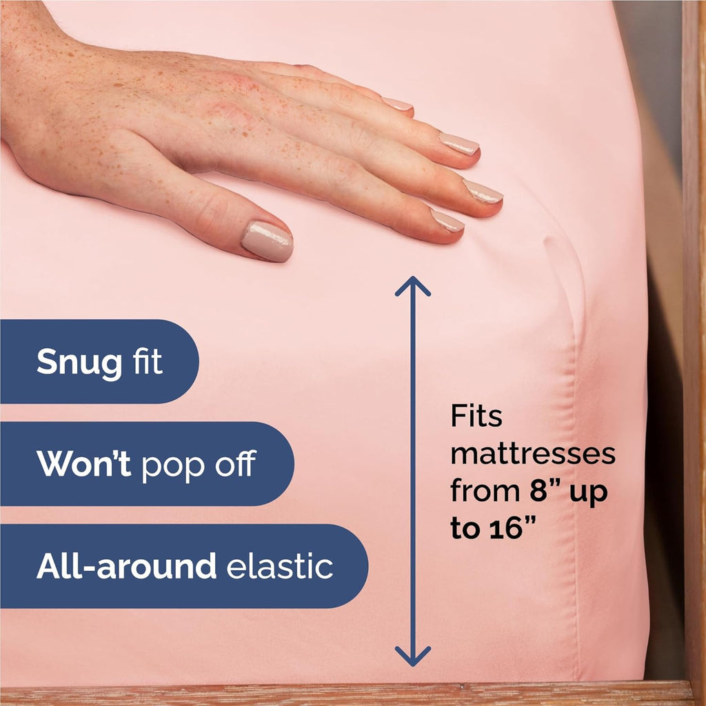 Full Size 4 Piece Sheet Set - Comfy Breathable & Cooling Bed Sheets Set - Hotel Luxury Bedding for Women, Men, Kids, Teens, Boys & Girls - Deep Pockets, Ultra-Soft, Wrinkle Free - Oeko-Tex - Baby Pink