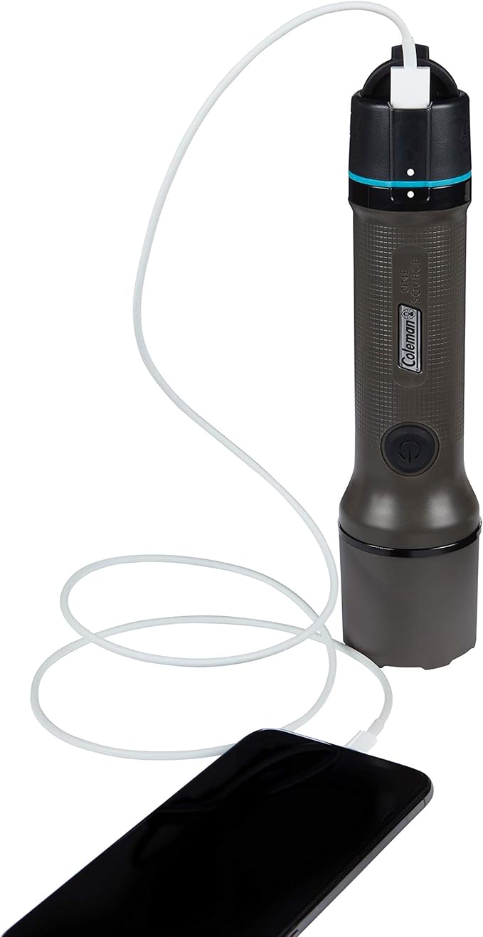 Coleman OneSource Rechargeable LED Flashlight, Water-Resistant Flashlight with OneSource Batteries Shines Up to 1000 Lumens, Rechargeable Heavy-Duty Flashlight for Camping, Emergencies, & Home Usage