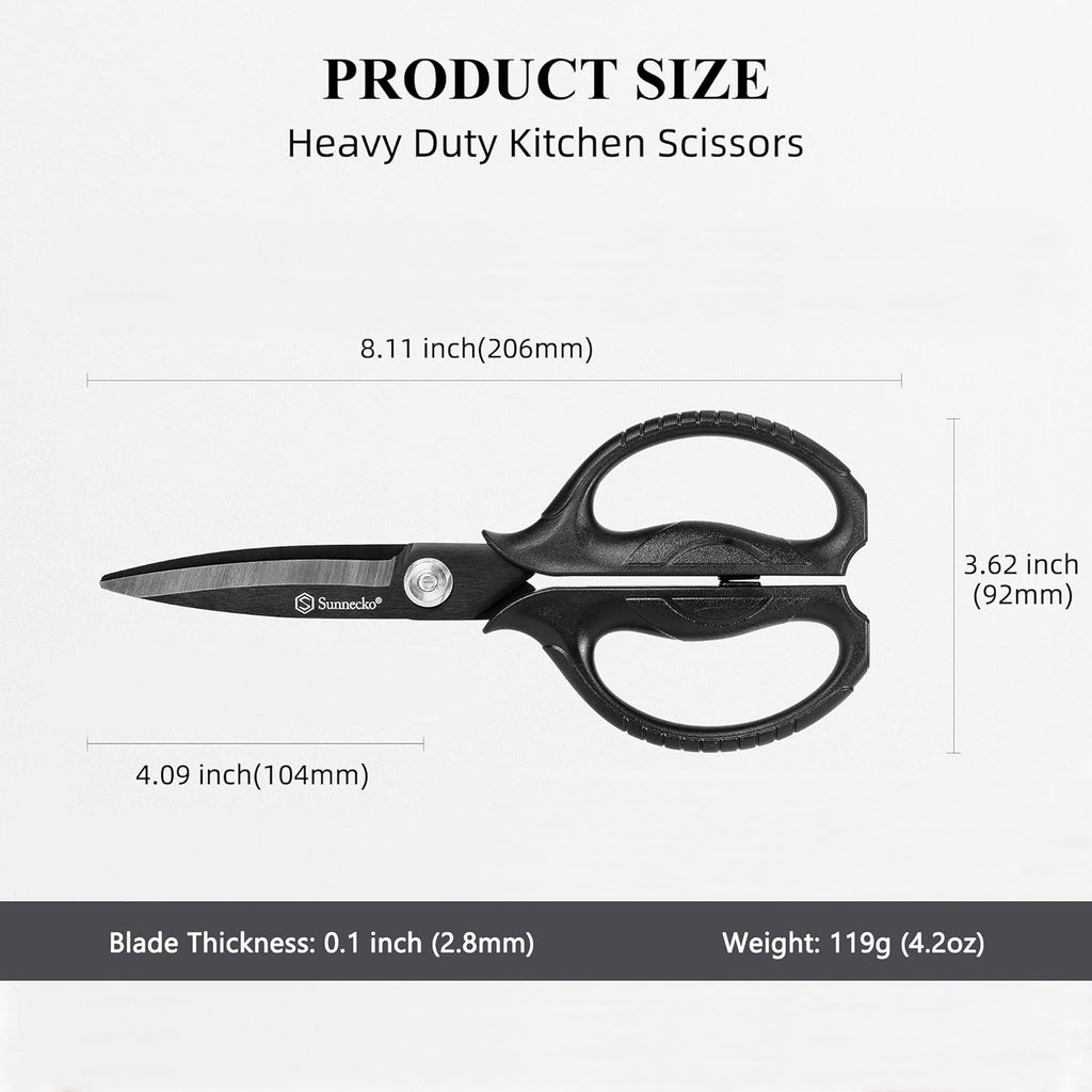 Sunnecko Kitchen Scissors All Purpose Heavy Duty Scissors Titanium Coated, Kitchen Shears for Food, Micro Serrated with Detachable Blades
