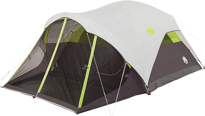 Coleman Steel Creek 6-Person Tent with Screened Porch & Integrated Rainfly, Weatherproof Tent with Screen Room Sets Up in Minutes, Fits Queen-Size Airbed