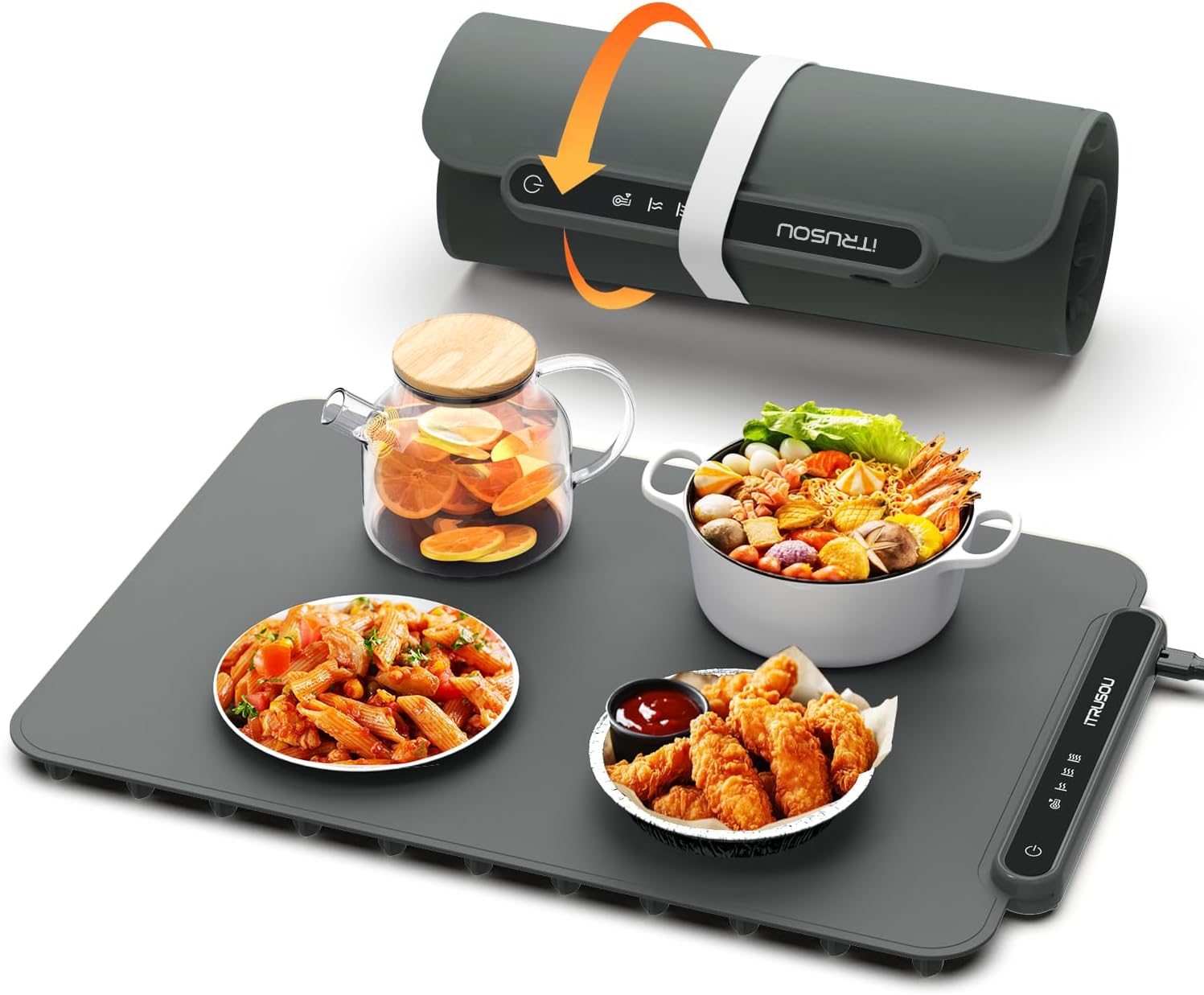 Food Warming Mat, iTRUSOU Electric Warming Tray Full Surface Heating to Keep Food Warm or Thawing, Versatile Food Warmer with 3 Temperature Setting for Parties Buffets Gatherings Holidays Daily Use