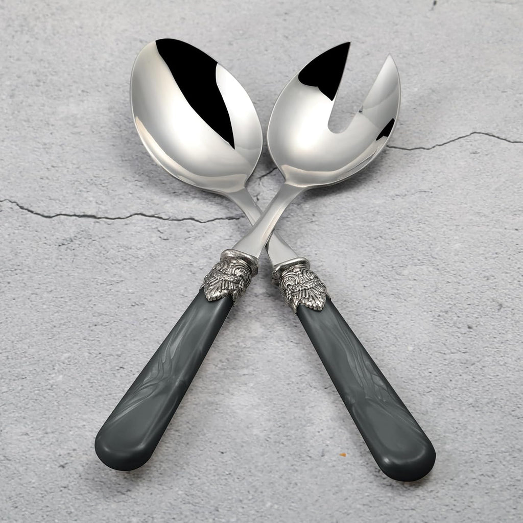 2-piece Salad Servers Stainless Steel Salad Serving Set Salad Fork and Spoon (Grey)