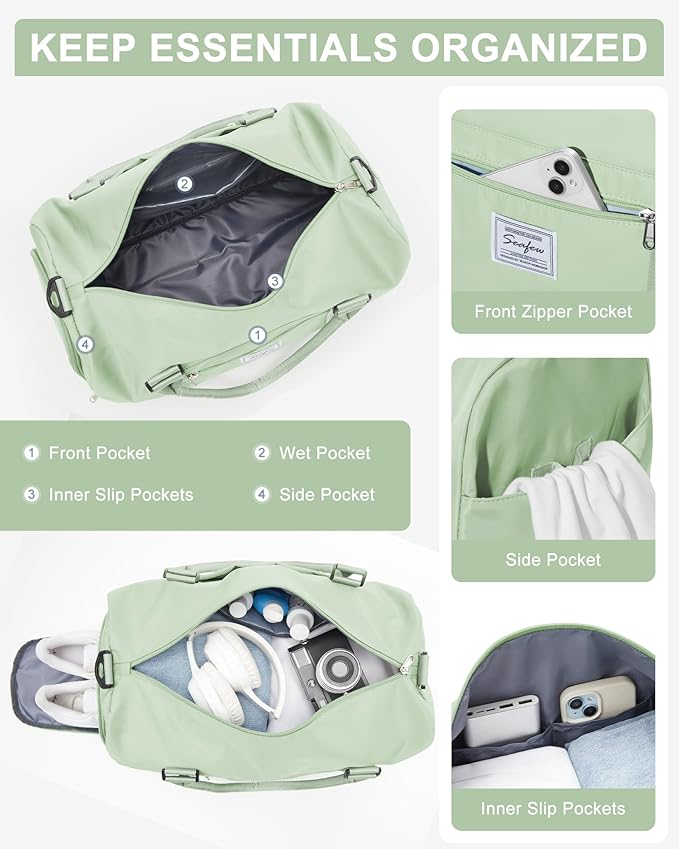 Gym Bag Womens,Travel Duffel Carry on Bag Sport Tote Bag Weekend Overnight Bag