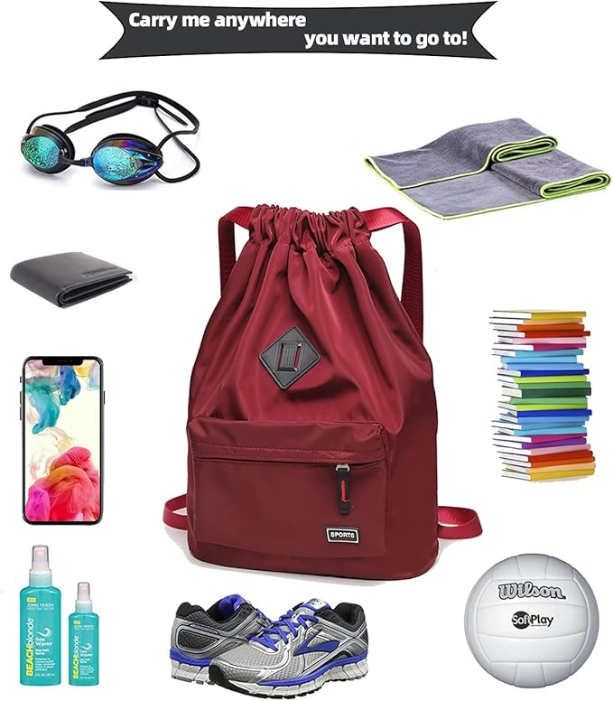 Peicees Waterproof Drawstring Sport Bag Lightweight Sackpack Backpack for Men and Women