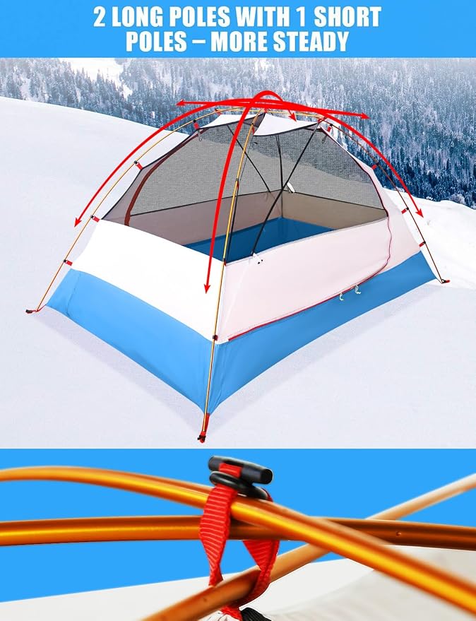 AYAMAYA 4 Season Backpacking Tent 2 Person Camping Tent Ultralight Waterproof All Weather Double Layer Two Doors Easy Setup 1 2 People Man Tents for Backpacker Outdoor Hiking Survival