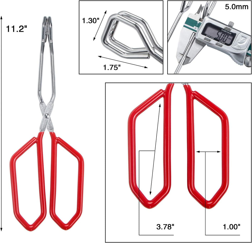 MSY BIGSUNNY Stainless Steel Scissor Tongs Heavy Duty Cooking Tongs with Soft Handles (2, red 11" + 11")