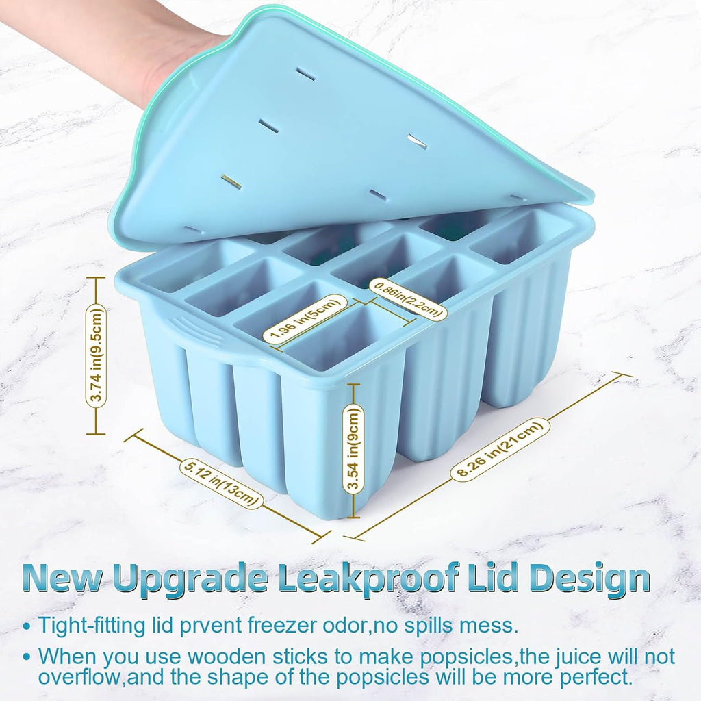 Silicone Popsicles Molds,Ice Pop Cream Mold Set Homemade Toddler Popsicle Maker For Kids Para Paletas De Helado Kulfi BPA Free, with 50 Sticks, 50 Bags,50 wire Ties (Azure)