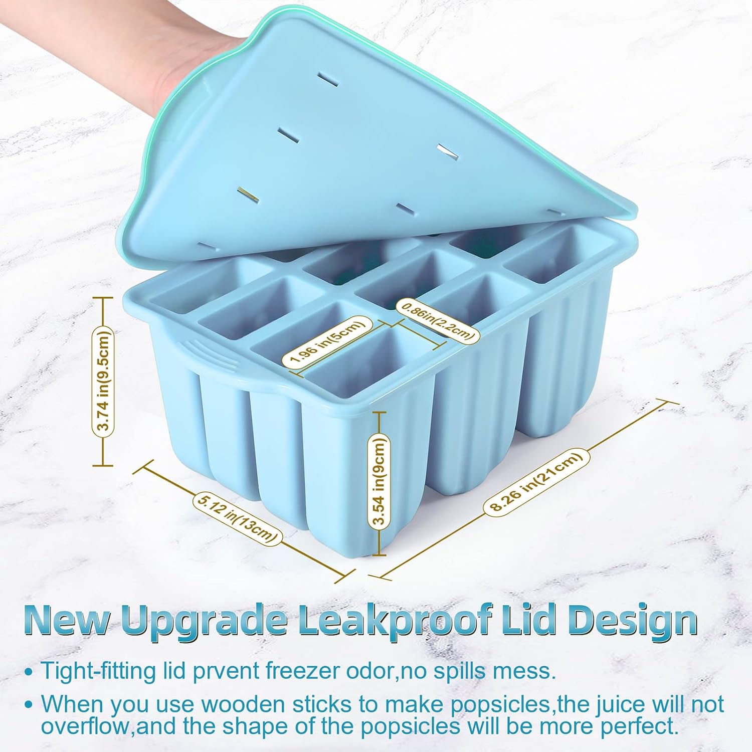 Silicone Popsicles Molds,Ice Pop Cream Mold Set Homemade Toddler Popsicle Maker For Kids Para Paletas De Helado Kulfi BPA Free, with 50 Sticks, 50 Bags,50 wire Ties (Azure)