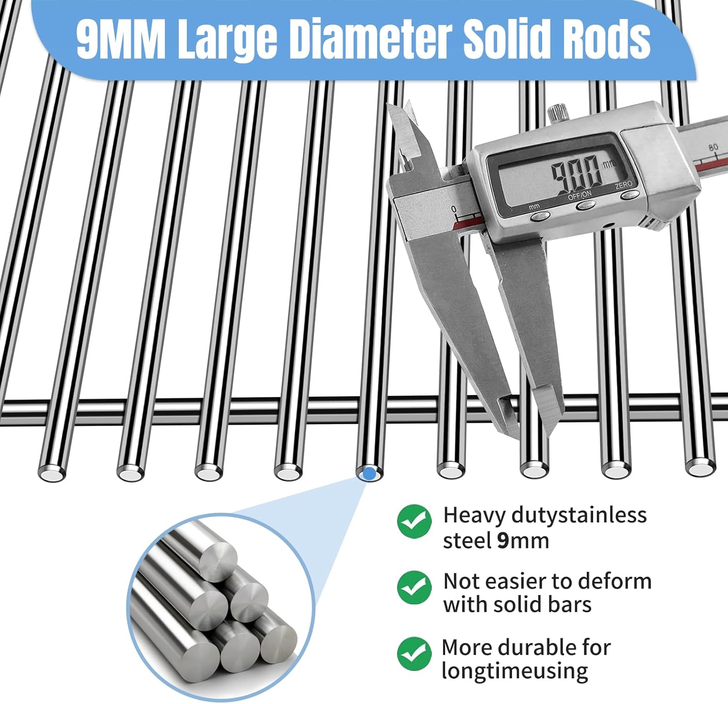 18 7/8" SUS304 9MM Cooking Grates for Weber Genesis II E210 Grill Grates for Weber Genesis II E-210 S-210 Genesis LX E240 S-240, 2-Pack Grill Grate for Weber 60004001 65004001 66801 66094