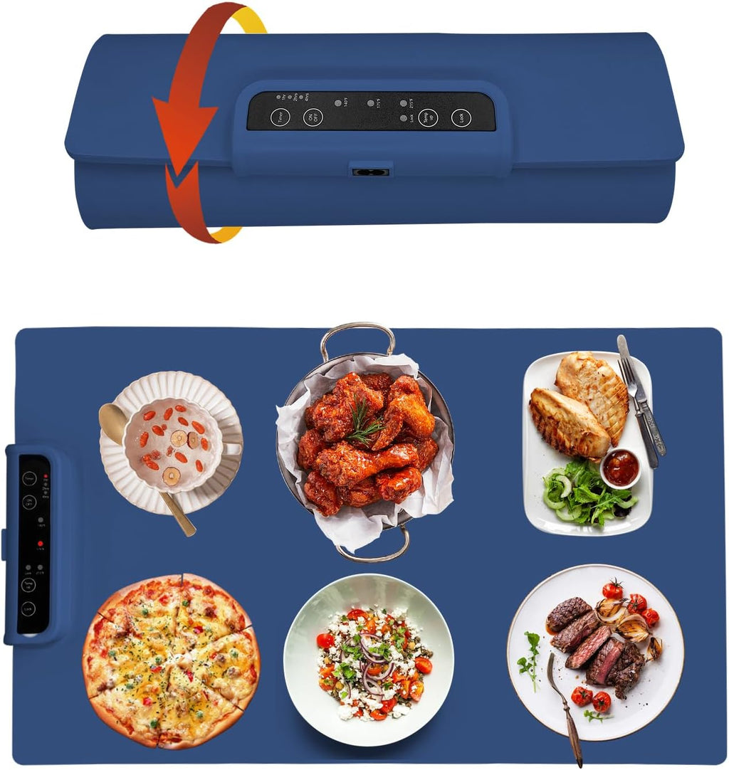 Food Warming Mat,Portable Food Warmer Full Surface Heating,Rapid Heating Electric Warming Tray for Parties|Gatherings,Warming Mat with Auto Shut Off,3 Temperature Controls,Easy to Use