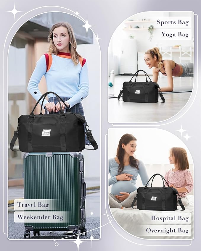 Gym Bag Womens,Travel Duffel Carry on Bag Sport Tote Bag Weekend Overnight Bag