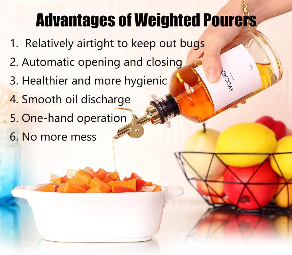 Pafusen 2 Pack Automatic Liquor Pour Spout, Auto Flip Olive Oil Dispenser Spout, Pour Spout for Liquor Bottles, Olive Oil Spout, Bottle Pourers for Alcohol Wine Syrup Home Bar Accessories Gold