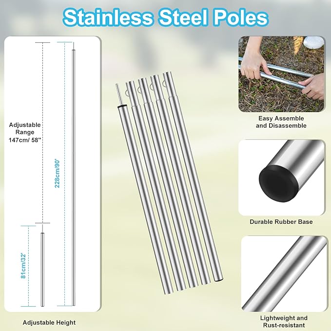 Hammock Rain Fly, 12x10FT Camping Tarp with Poles, Waterproof and Ultralight Survival Tent Tarp for Outdoors, Camping, Hiking, Picnic, Backpacking